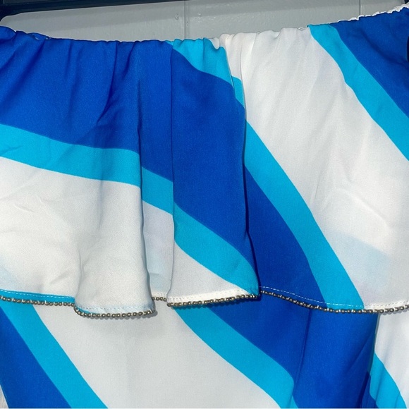 Lilly Pulitzer Caldwell Sail Stripe Colorblock High Low Strapless Maxi Dress Med - Picture 3 of 9